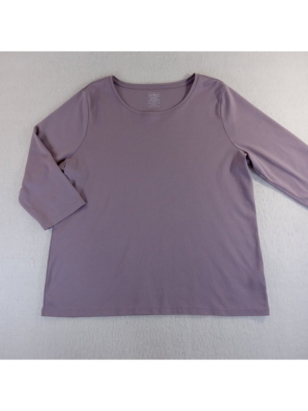 L.L.Bean Women's 1X Plus Lavender 3/4 Sleeve Supima Cotton T-Shirt Top